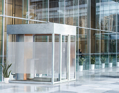 Outdoor Smoke Cabin with Sticker on public place